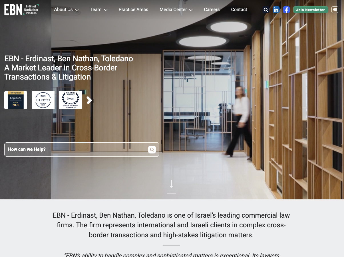 EBN Law firm — desktop view