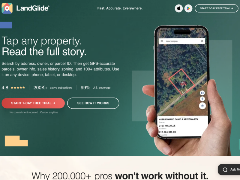 LandGlide — desktop view