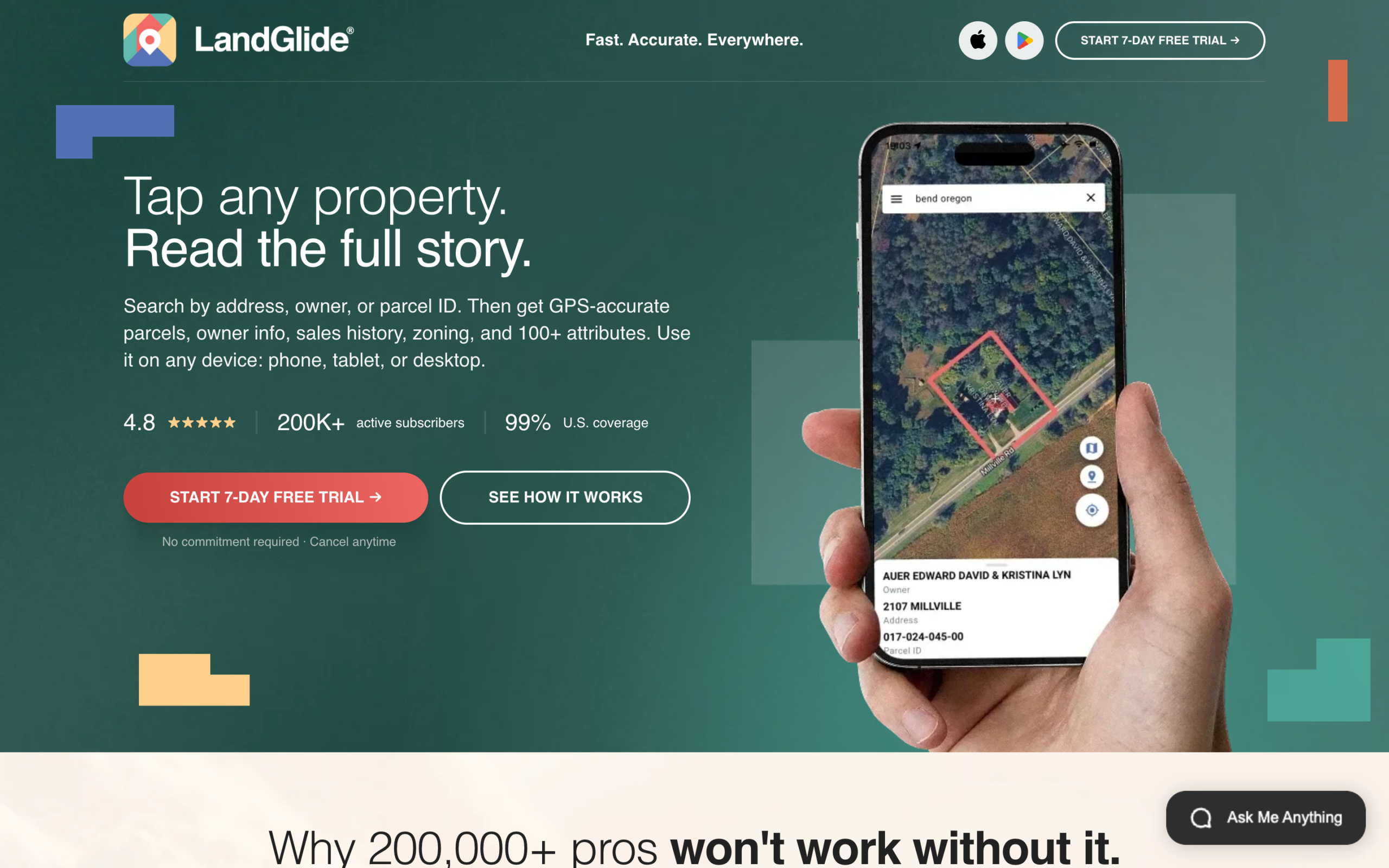 LandGlide — desktop view