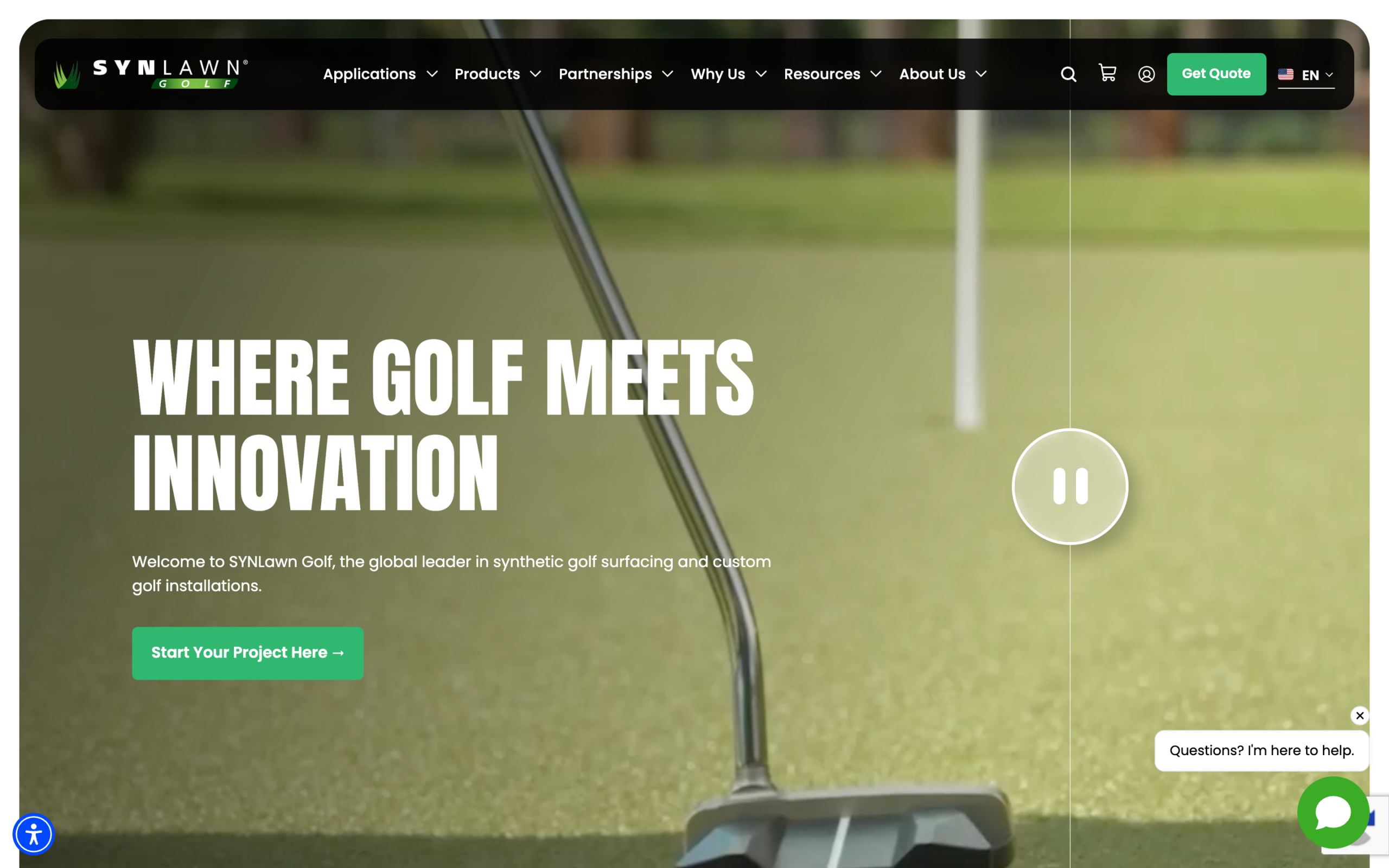 SYNLawn Golf — desktop view