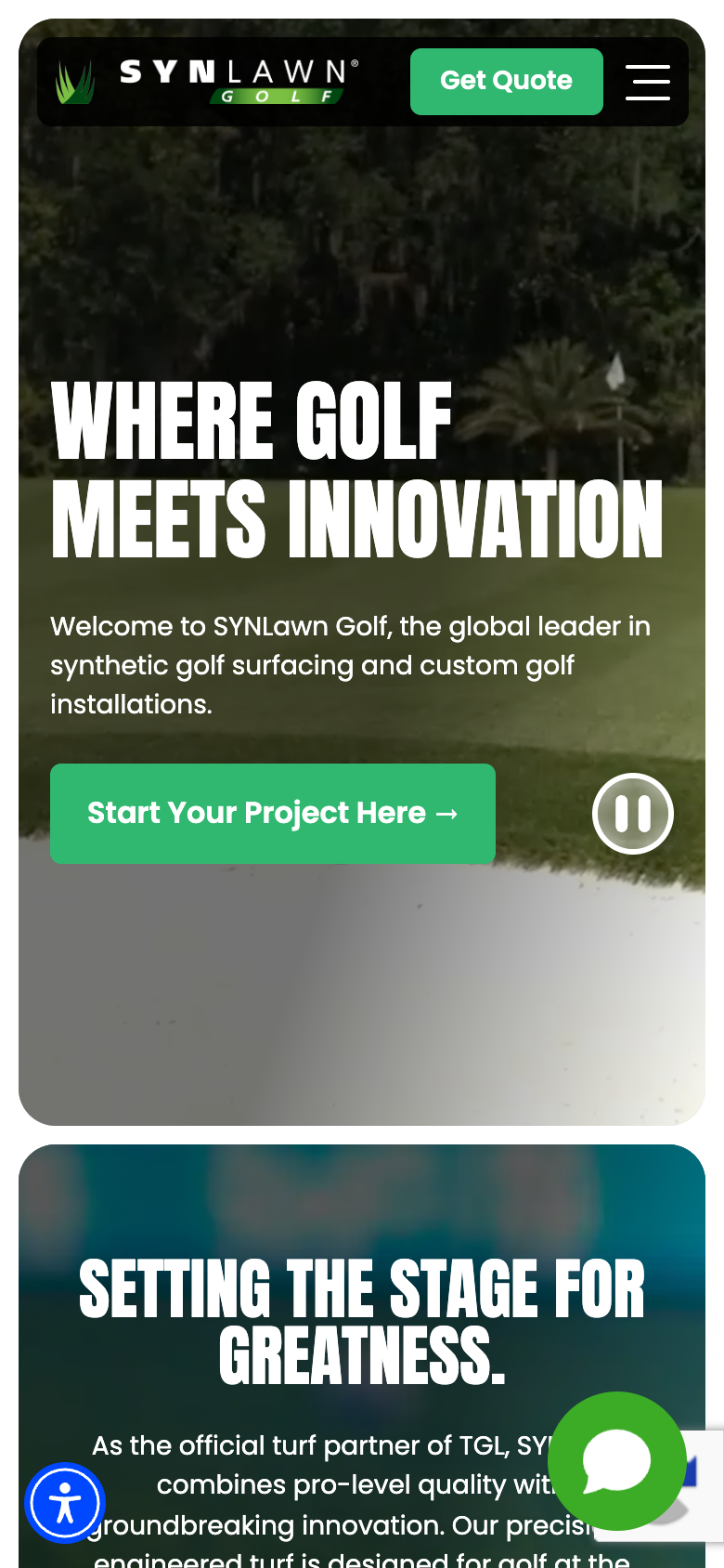 SYNLawn Golf — mobile view
